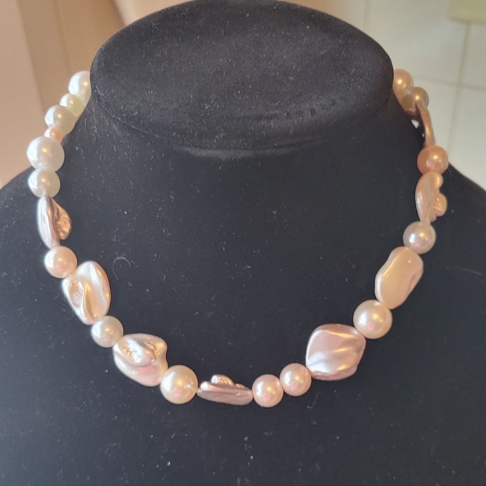 Free People Iridescent White Pearl Beaded Necklace